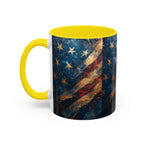 Distressed American Flag Accent Coffee Mug | 11oz 15oz - 250 USA Celebration