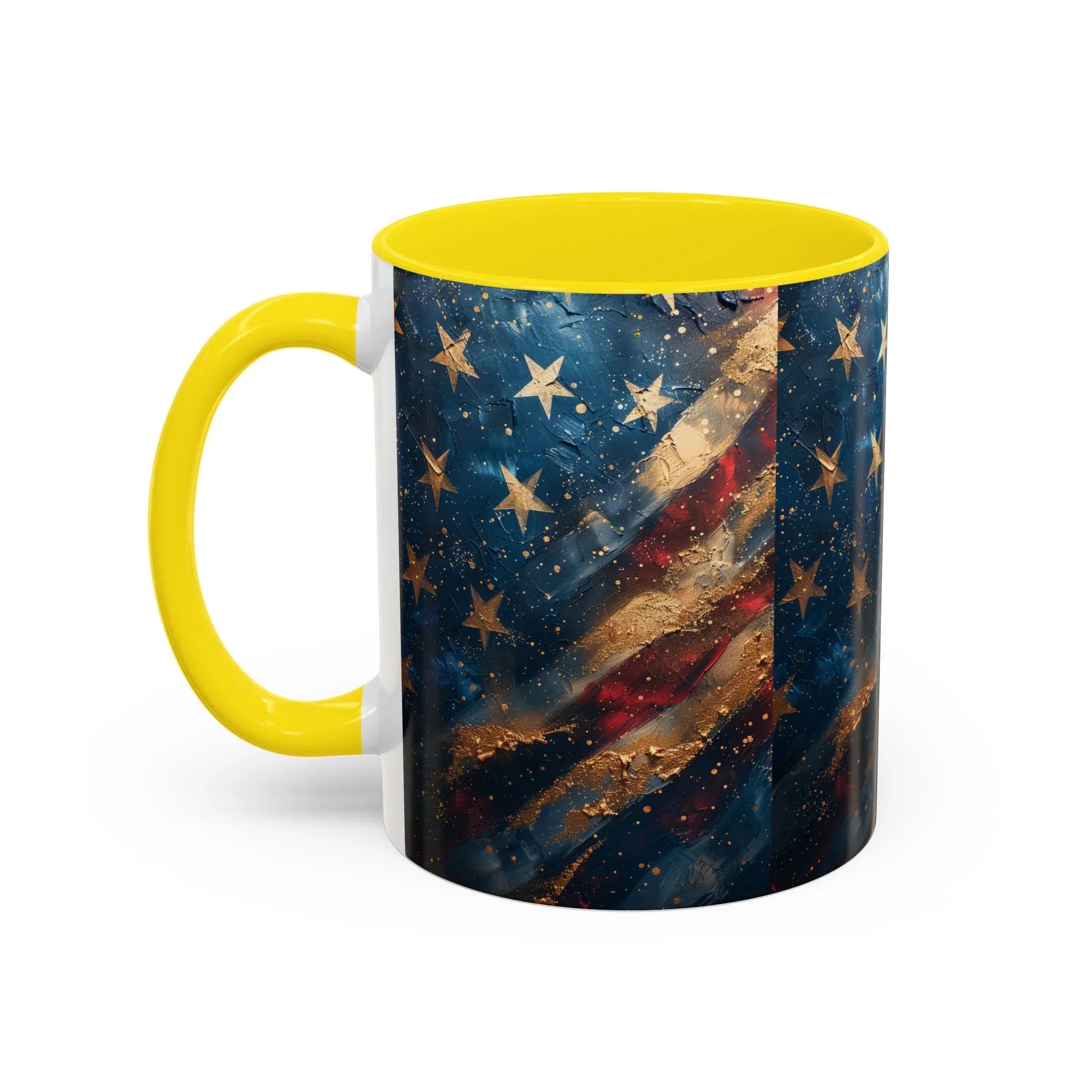 Distressed American Flag Accent Coffee Mug | 11oz 15oz - 250 USA Celebration
