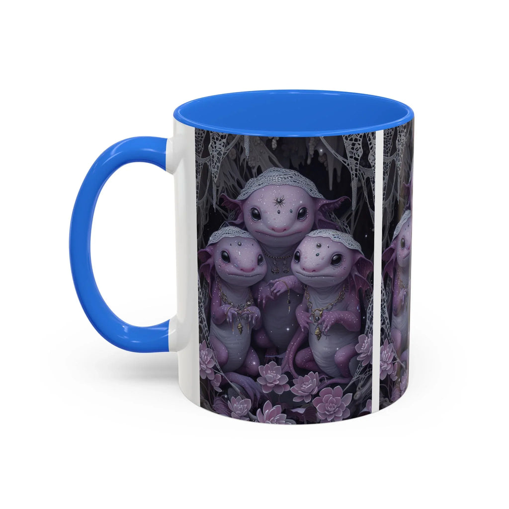 Purple Axolotl Trio Mug | Cute Amphibian Art Ceramic Coffee Cup - 250 USA Celebration