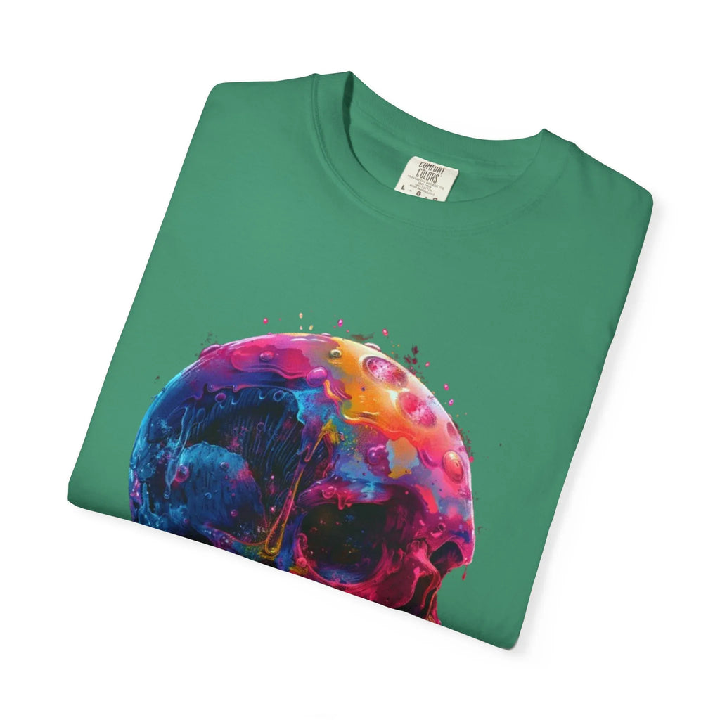 Colorful Drip Skull T-shirt | Watercolor Skull Shirt, Artistic Gothic Tee - 250 USA Celebration