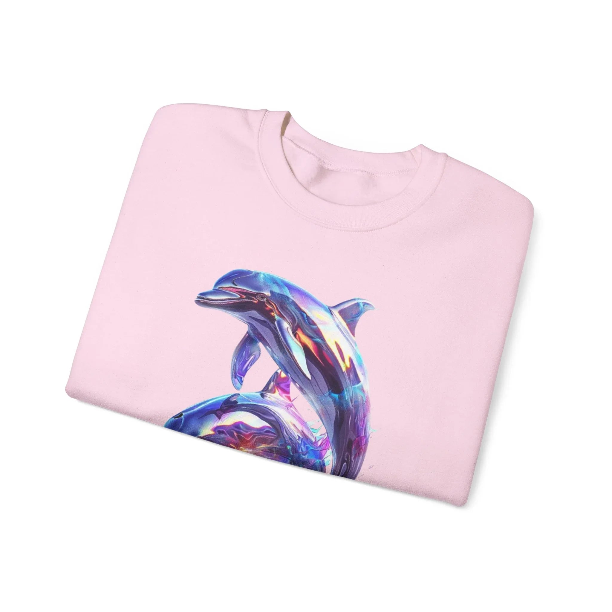 Iridescent Dolphin Trio Sweatshirt | Ocean Marine Animal Crewneck - 250 USA Celebration