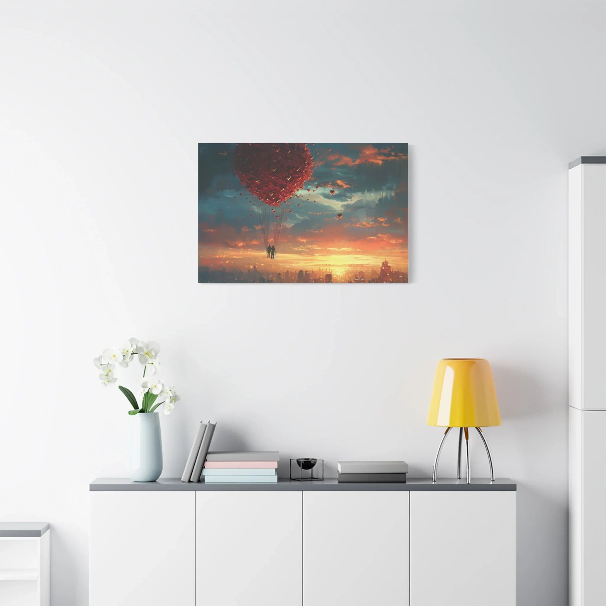 Romantic Canvas Wall Art, Love, Heart Balloon Art, Gift for Couples, Valentines Wall Decor, Valentine's Day Women's Merchandise, Valentines - 250 USA Celebration