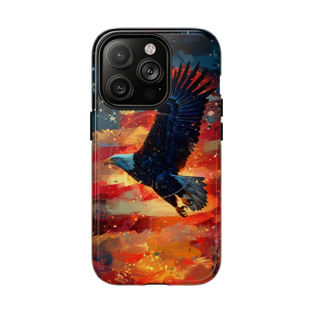 Eagle Flag Magnetic Phone Case, Patriotic iPhone Cover, Tough Cell Phone Cases, Gift for Veterans, Independence Day Accessories - 250 USA Celebration