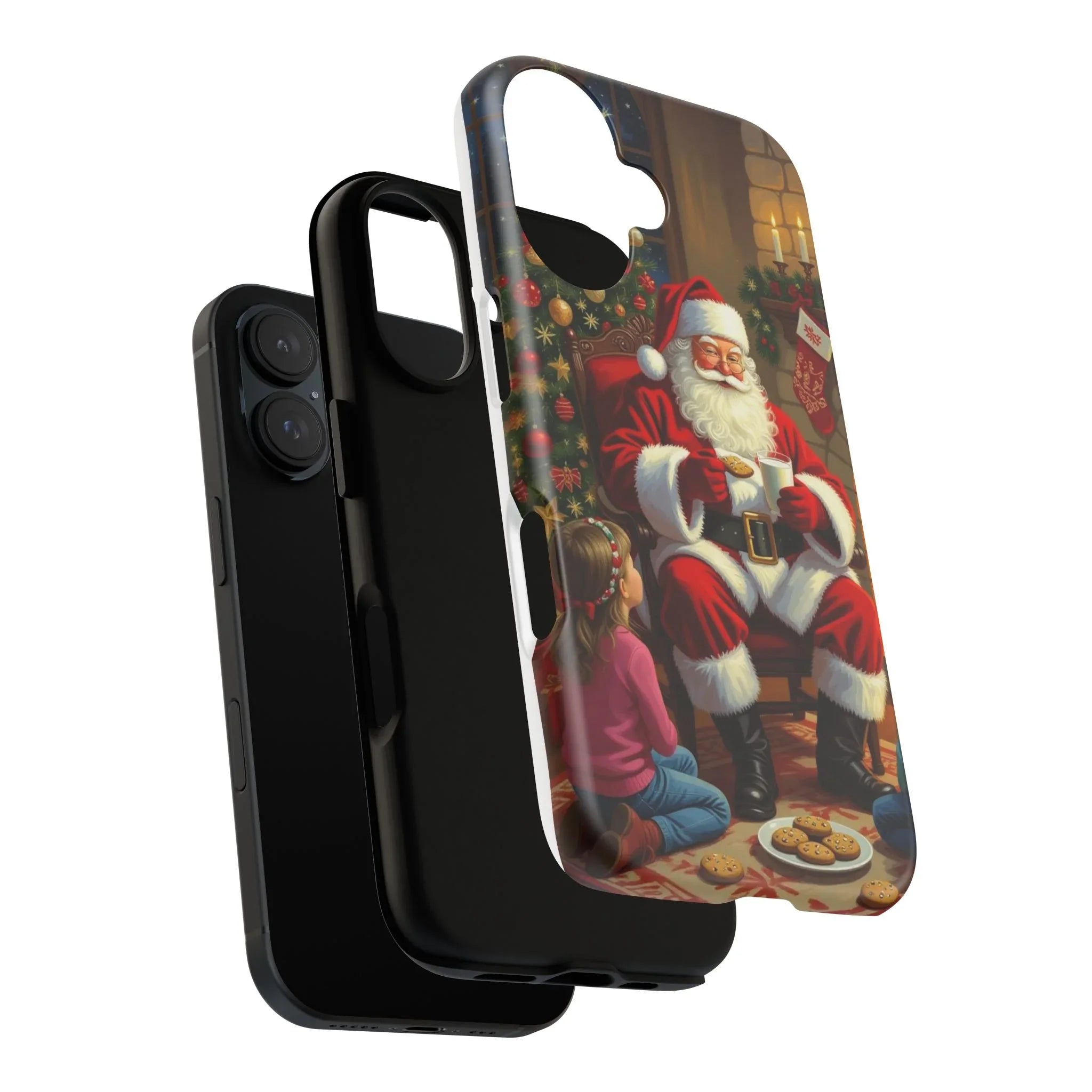 Santa Claus Storytime Tough Phone Case | Christmas holiday scene, kids and cookies - 250 USA Celebration