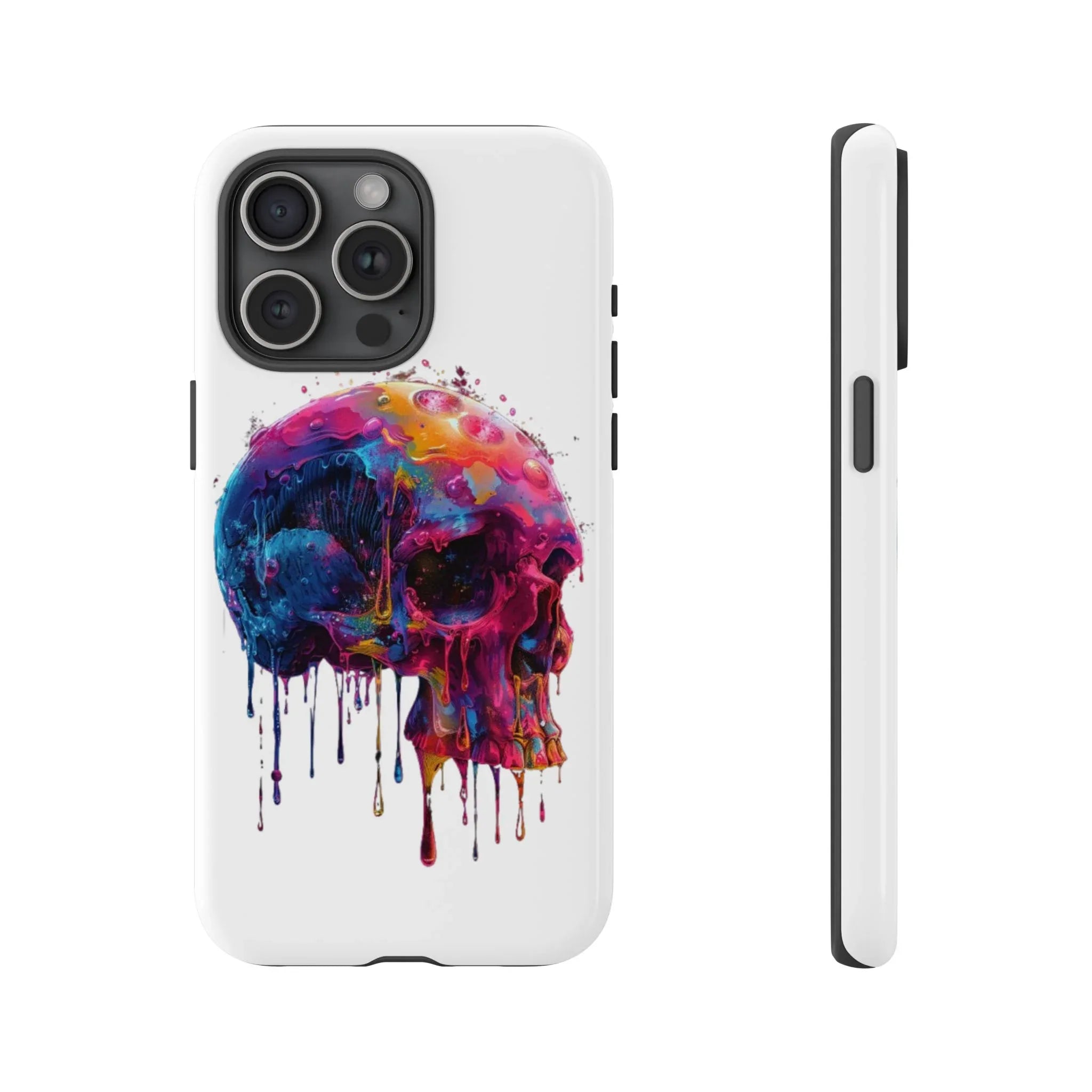 Colorful Drip Skull Phone Case | Hard Plastic Protective Case - 250 USA Celebration