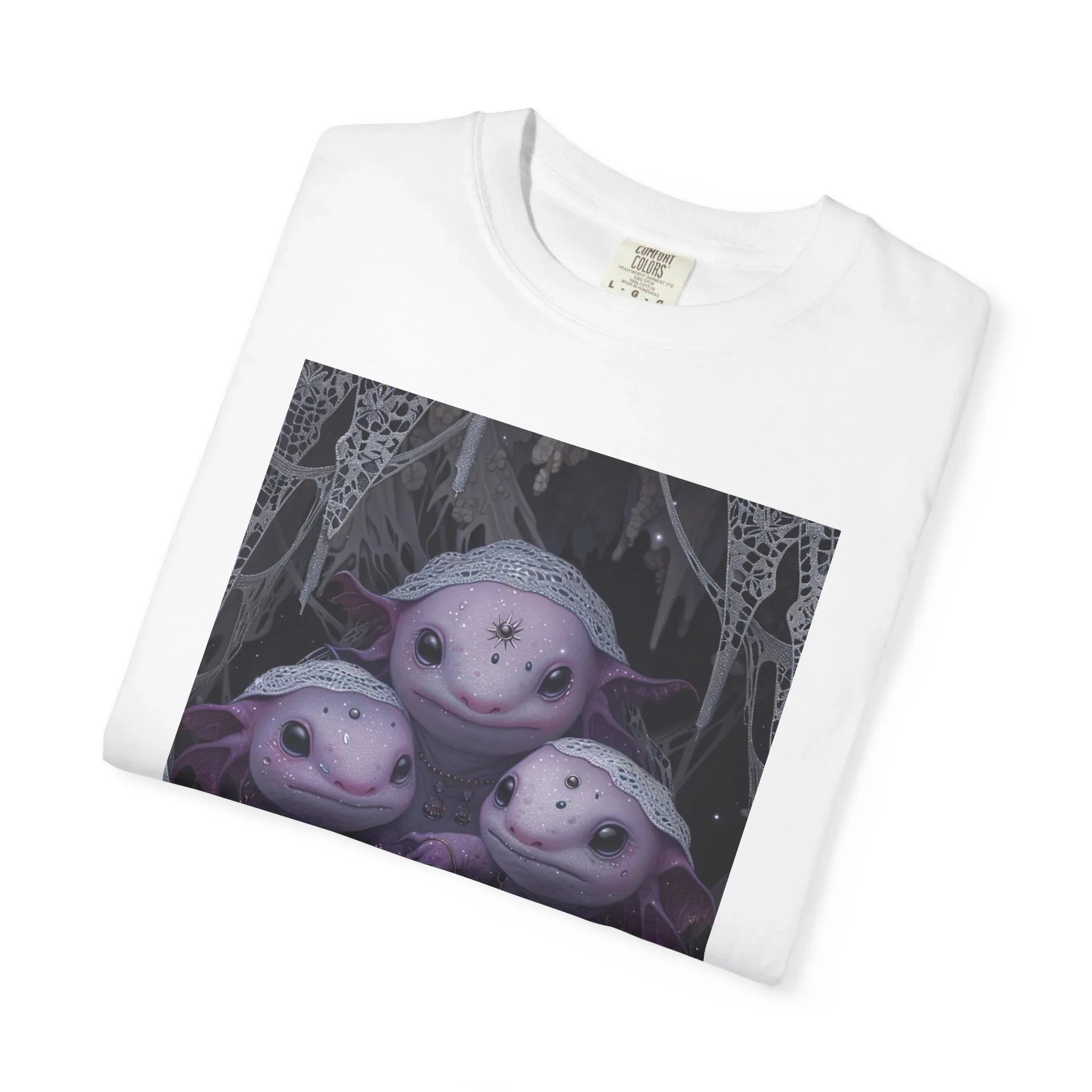 Three Axolotl Friends T-Shirt | Cute Purple Axolotl Illustration - 250 USA Celebration