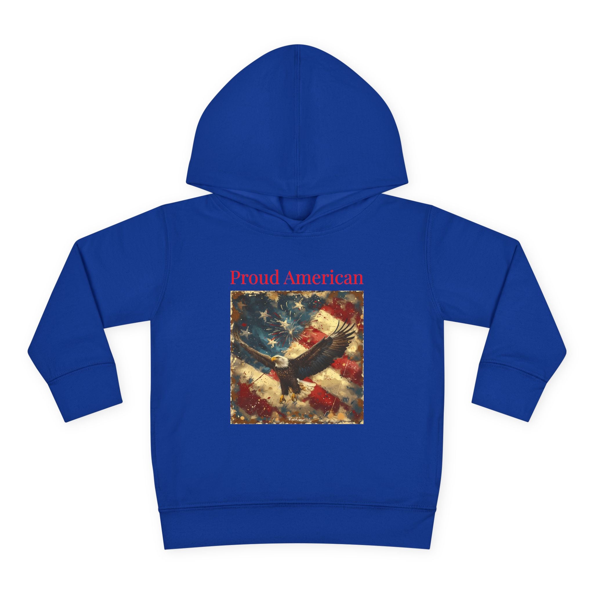 Toddler Hoodie — "Proud American" Eagle & Flag Pullover