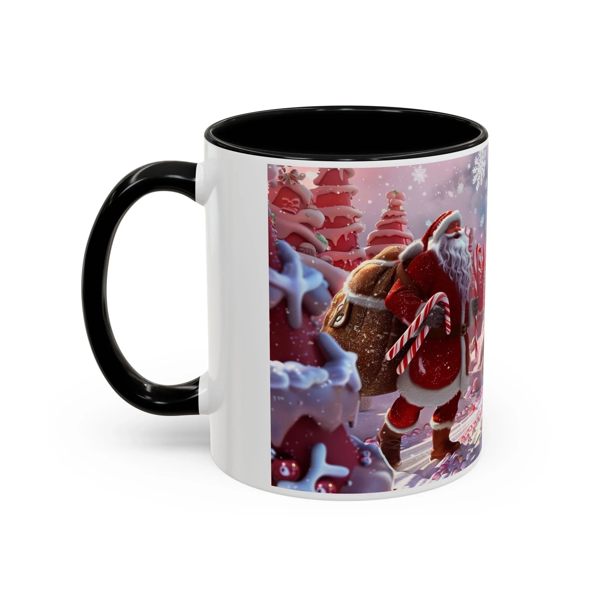 Coffee Mug, Festive Santa in Candy Wonderland, 11oz, 15oz, Tim Burton Style, Whimsical Holiday Cup, Christmas Gift, Hot Cocoa Mug - 250 USA Celebration