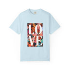 LOVE Floral Block T-Shirt | Tropical Flowers Typography - 250 USA Celebration