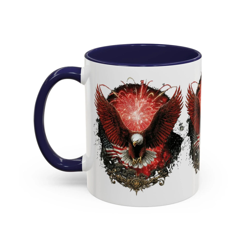 Red Eagle Emblem Accent Coffee Mug | Patriotic Eagle Design - 250 USA Celebration