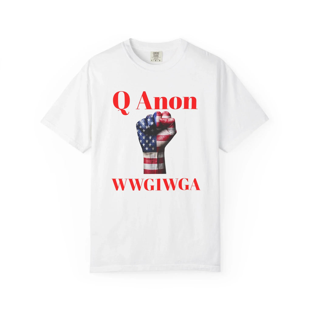 Q Anon Fist T-shirt | WWG1WGA Print - 250 USA Celebration