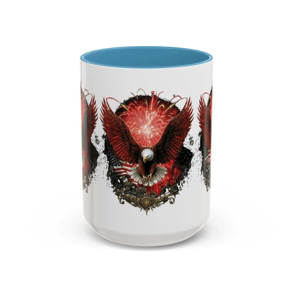 Red Eagle Emblem Accent Coffee Mug | Patriotic Eagle Design - 250 USA Celebration