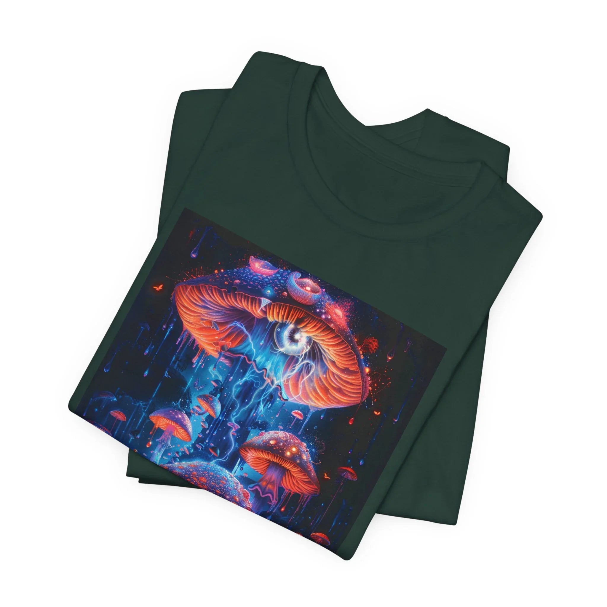 Glowing Third Eye Psychedelic Mushrooms T-Shirt | Neon Lava Lamp Blacklight - 250 USA Celebration
