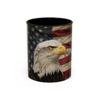 Colorful Mugs (11oz, 15oz) American eagle with American flag, fireworks all around the eagle, patriotic themed - 250 USA Celebration