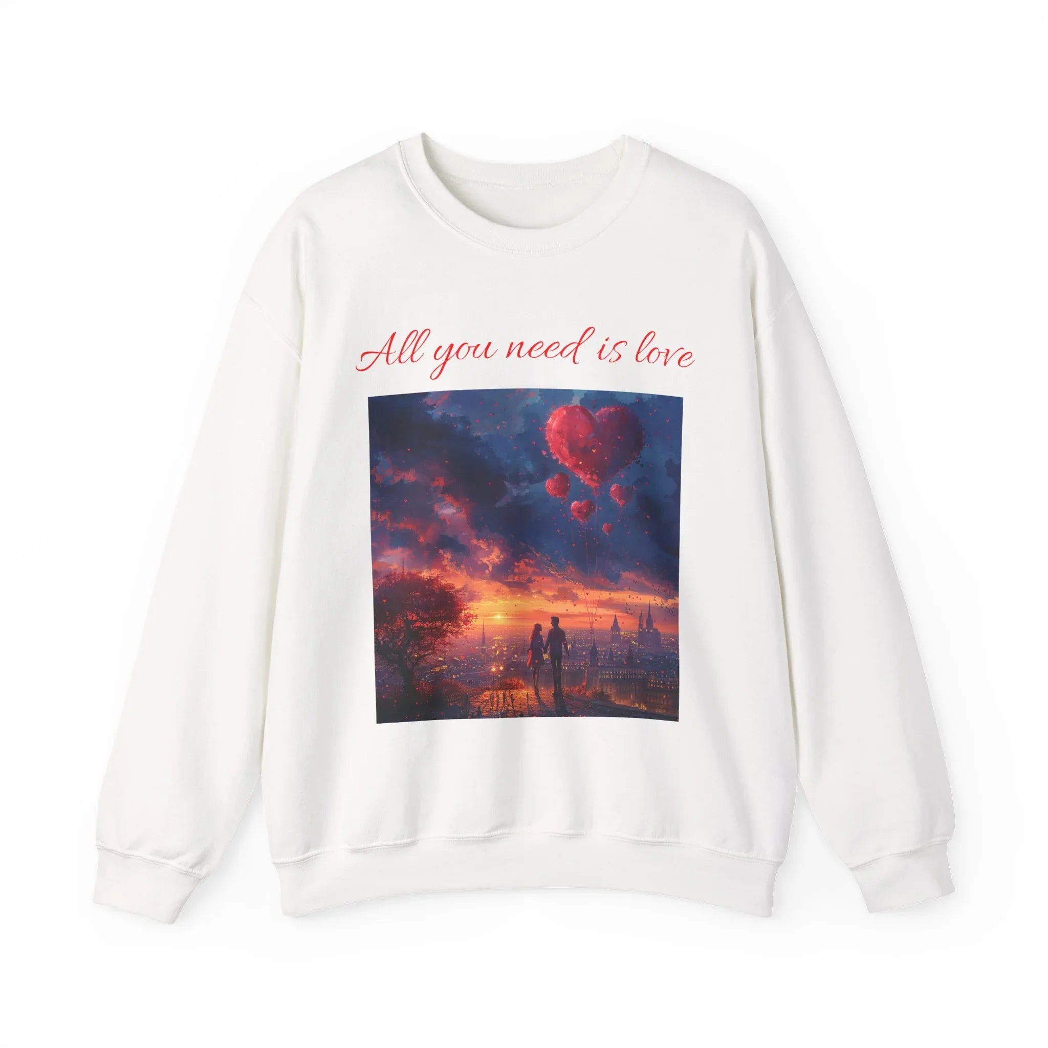 Love-themed Crewneck Sweatshirt, Valentines Day Sweatshirt, Heart Design Apparel, Valentine's Gift, Valentine's Day Women's Merchandise - 250 USA Celebration