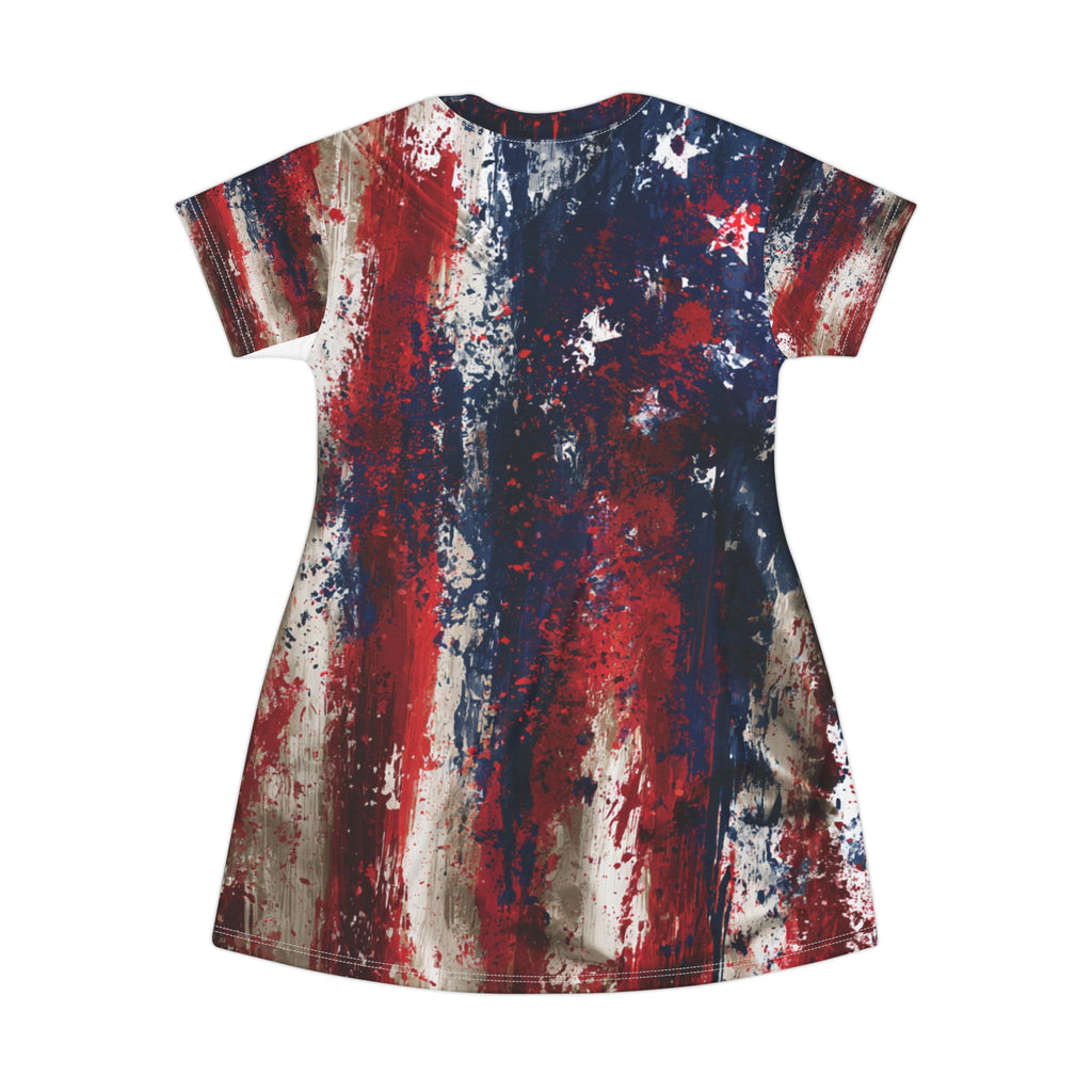 Women's Distressed American Flag Shift Dress | Patriotic USA Sundress