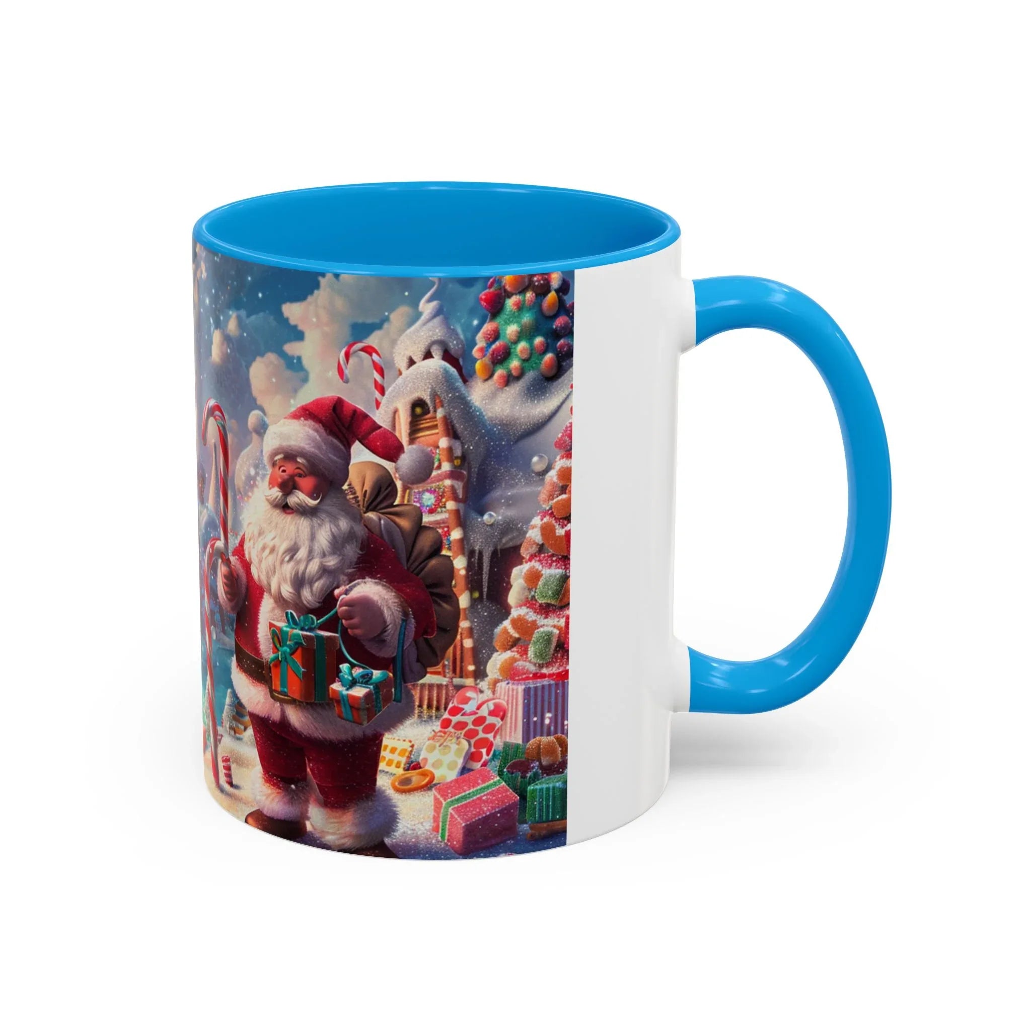 Festive Santa in Candy Wonderland mug | Holiday Christmas ceramic mug - 250 USA Celebration