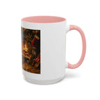 Santa Claus Fireplace Scene Accent Coffee Mug | Storybook Illustration, Rustic Cabin - 250 USA Celebration