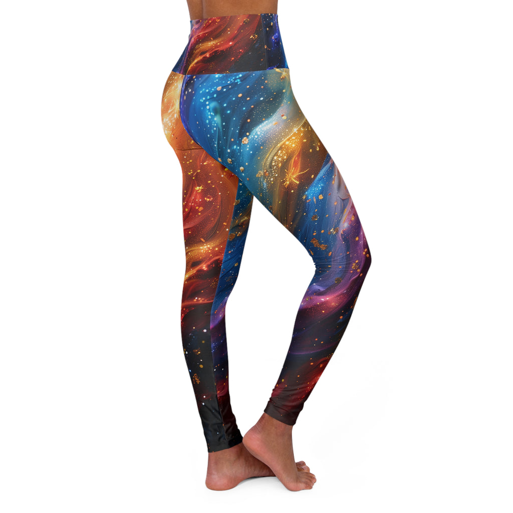 Galaxy Swirl High-Waisted Yoga Leggings — Colorful Cosmic Activewear