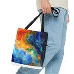 Abstract Fluid Art Tote Bag | Colorful Swirl Beach Bag - 250 USA Celebration