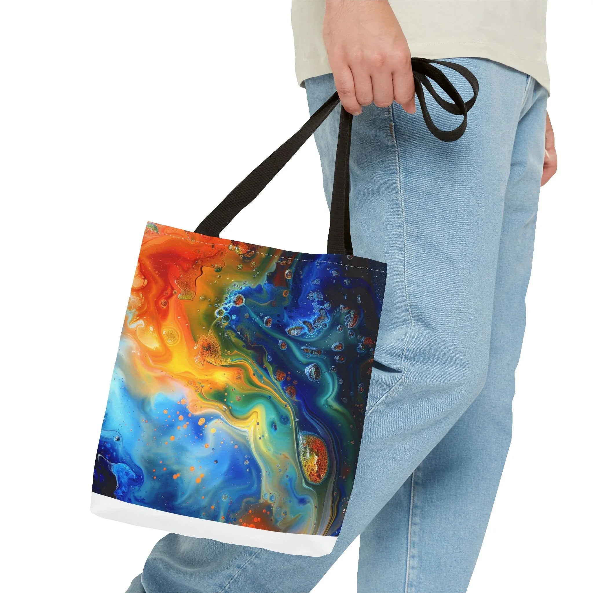 Abstract Fluid Art Tote Bag | Colorful Swirl Beach Bag - 250 USA Celebration