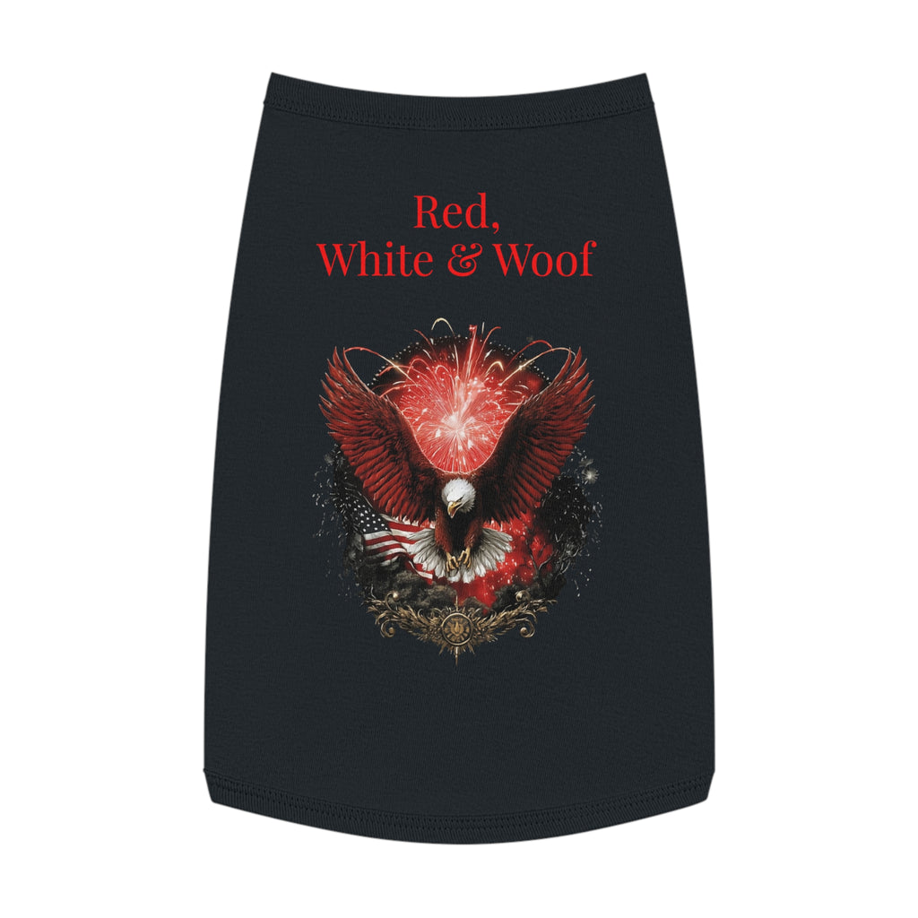 Red, White & Woof Patriotic Pet Tank Top — Bald Eagle Fireworks Dog Shirt for 4th of July