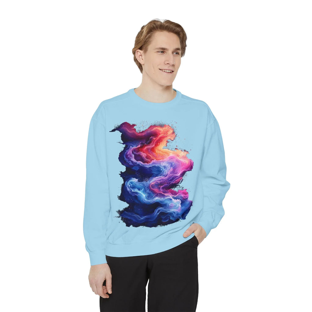 Hyper Bloom Fracture: Psychedelic tee with shattering florals in electric turquoise & magenta flares. Unisex trippy festival flair! - 250 USA Celebration