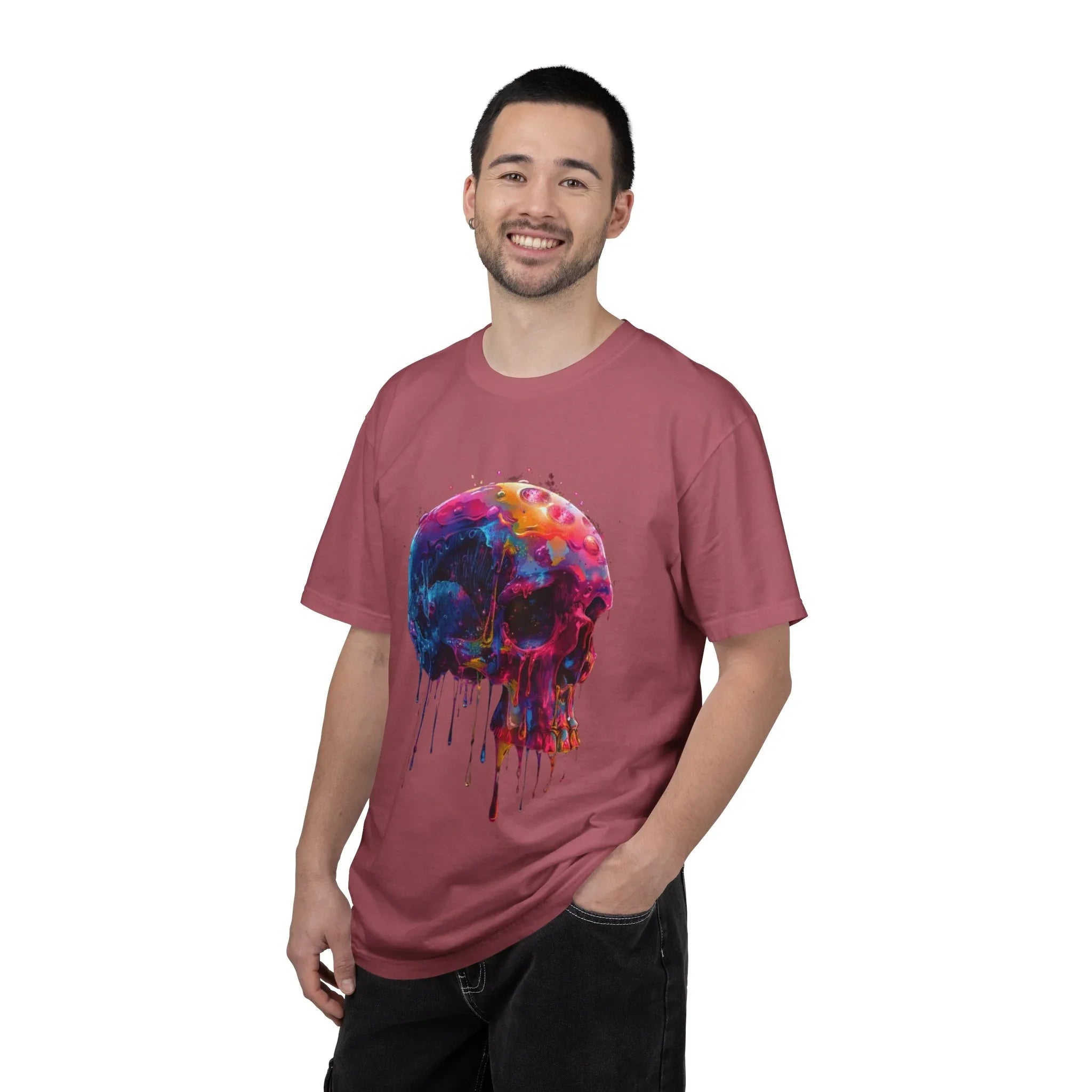 Colorful Drip Skull T-shirt | Watercolor Skull Shirt, Artistic Gothic Tee - 250 USA Celebration