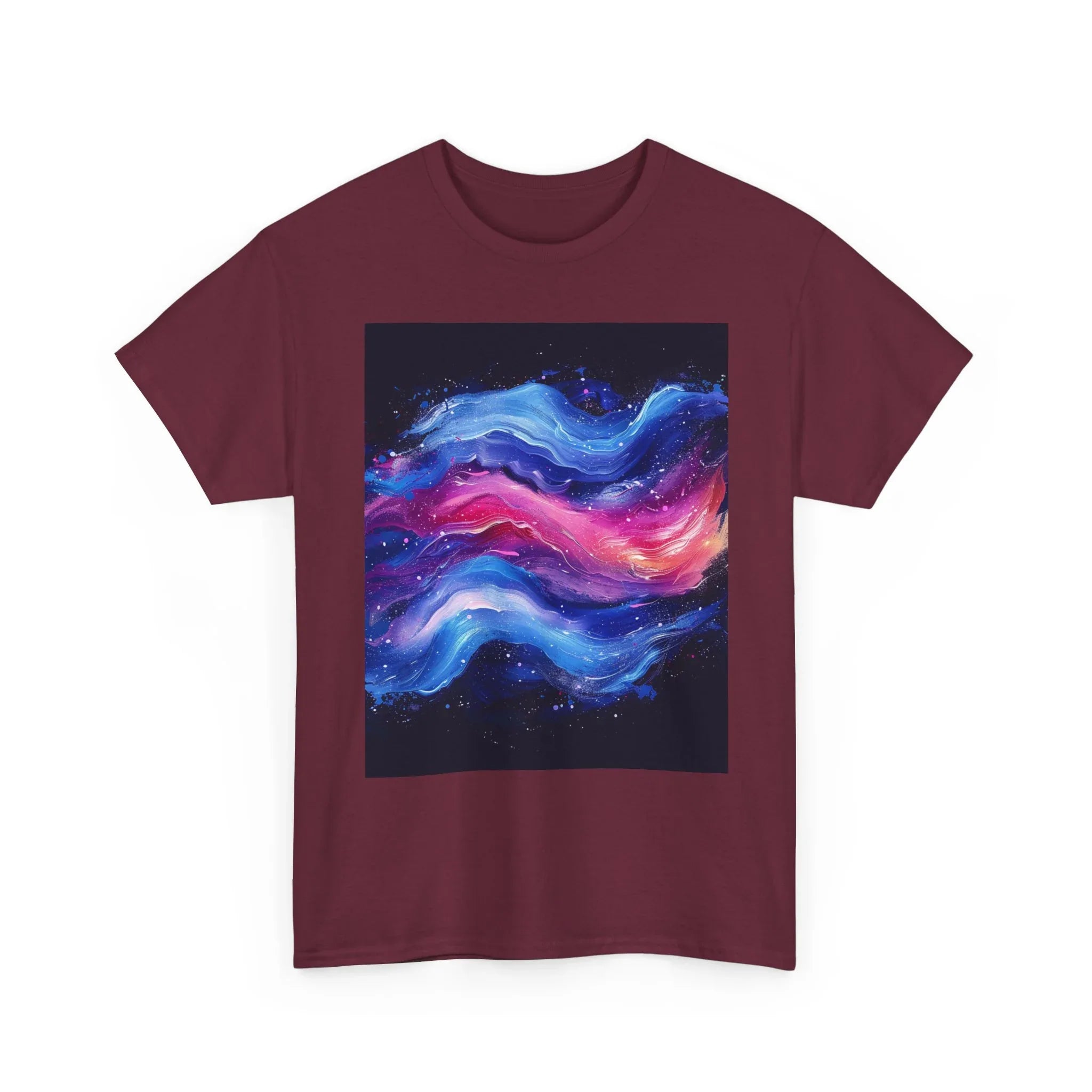 Galaxy Wave Abstract Art T-Shirt | Cosmic Pink Blue Nebula - 250 USA Celebration