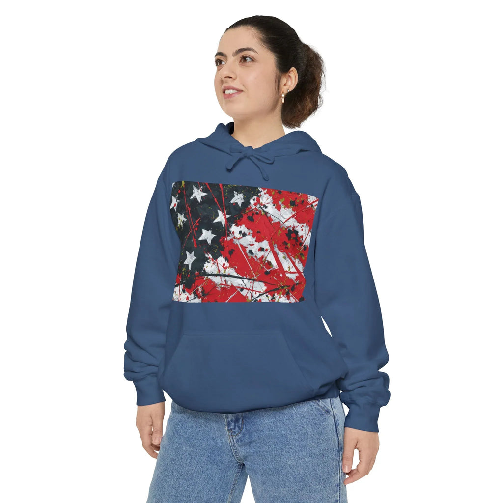 Distressed American Flag Hoodie | Patriotic Stars Stripes Sweatshirt - 250 USA Celebration