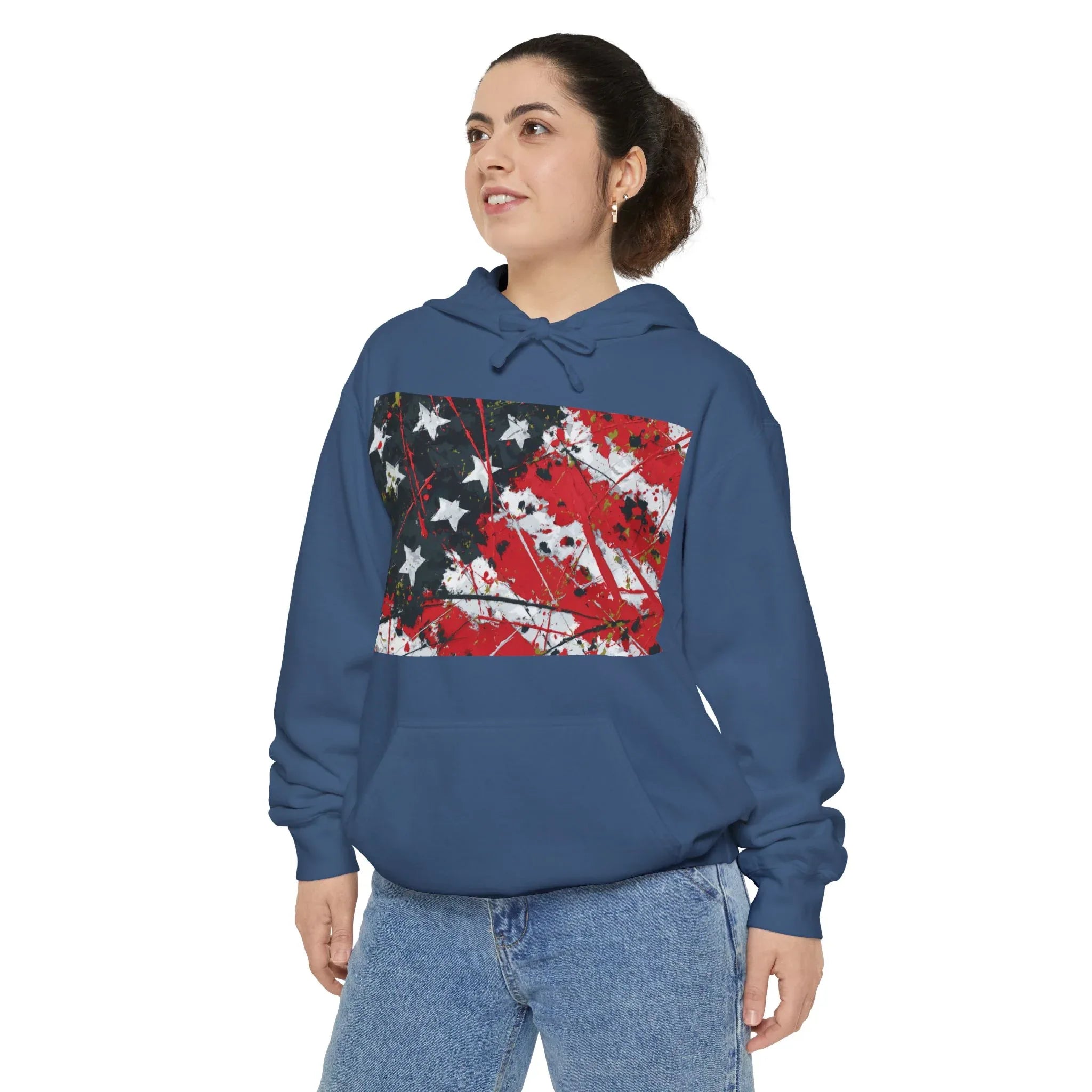 Distressed American Flag Hoodie | Patriotic Stars Stripes Sweatshirt - 250 USA Celebration