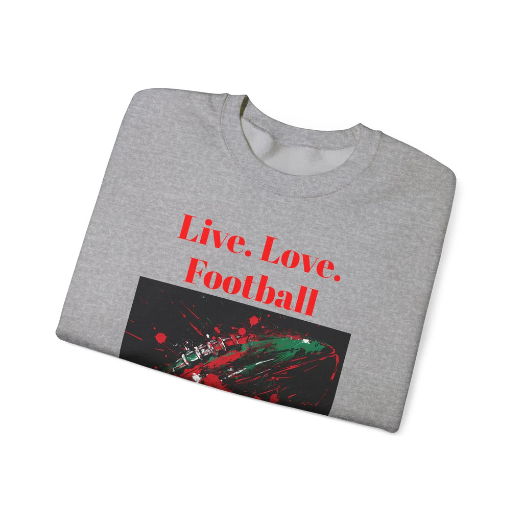 Football Sweatshirt, Live Love Football Crewneck Jumper, Sports Fan Gift, Game Day Apparel, Team Spirit Top, Unisex Sweatshirt - 250 USA Celebration