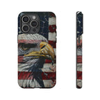 American Flag Bald Eagle phone case | Patriotic iPhone cover, cracked vintage flag design - 250 USA Celebration