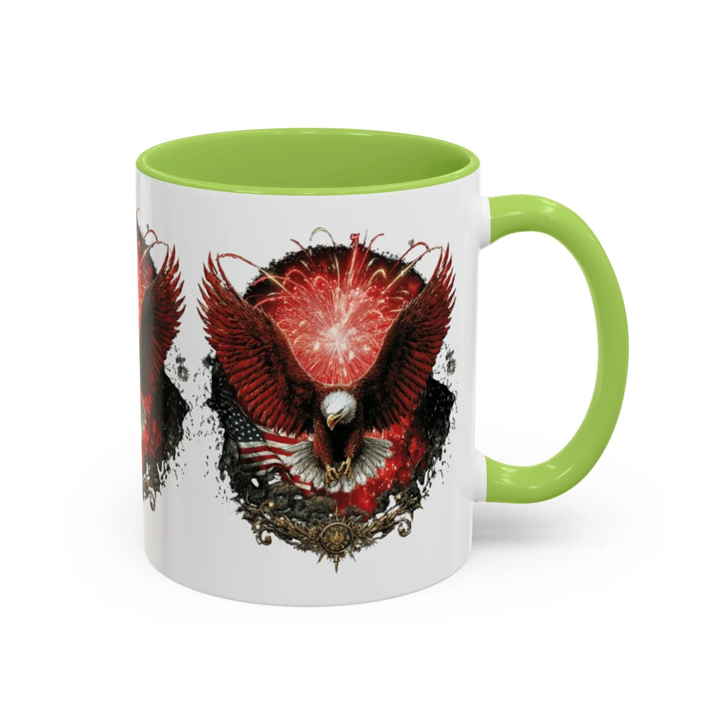 Red Eagle Emblem Accent Coffee Mug | Patriotic Eagle Design - 250 USA Celebration