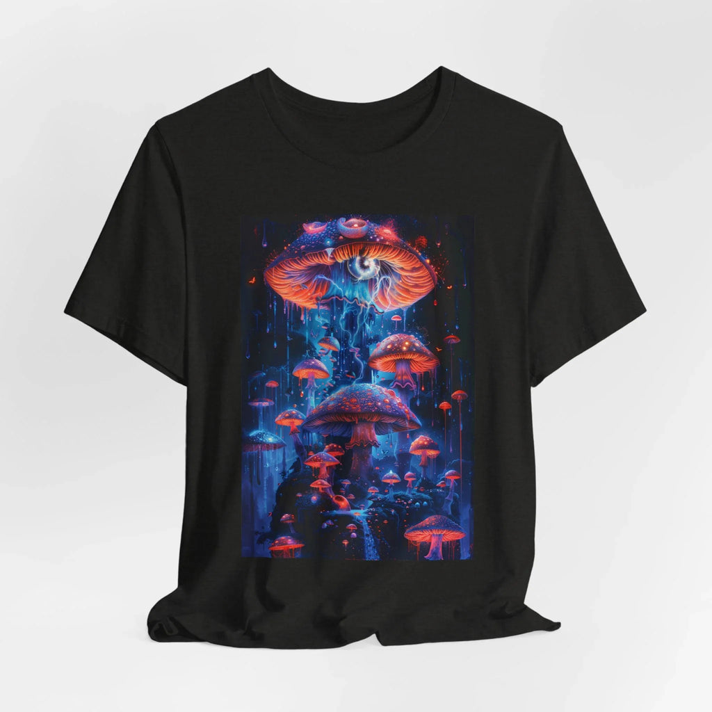 Glowing Third Eye Psychedelic Mushrooms T-Shirt | Neon Lava Lamp Blacklight - 250 USA Celebration