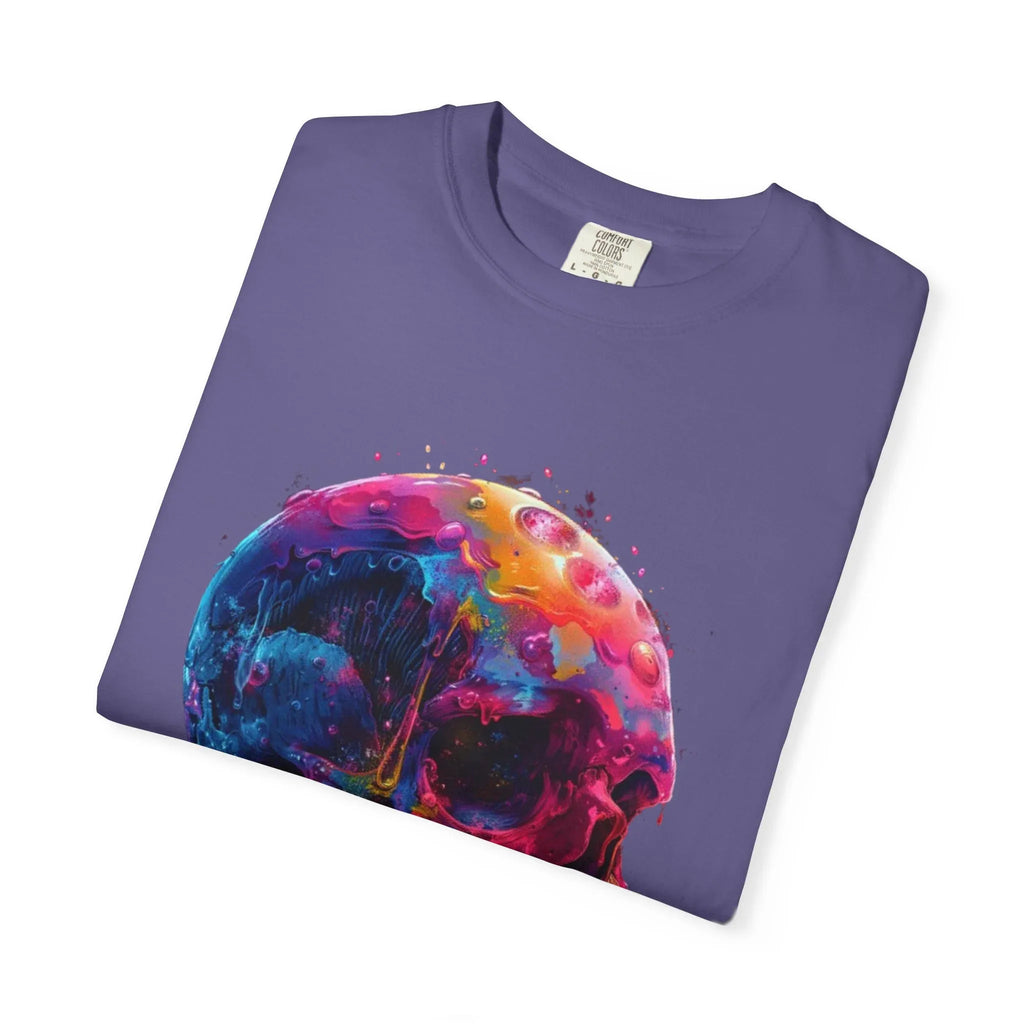 Colorful Drip Skull T-shirt | Watercolor Skull Shirt, Artistic Gothic Tee - 250 USA Celebration