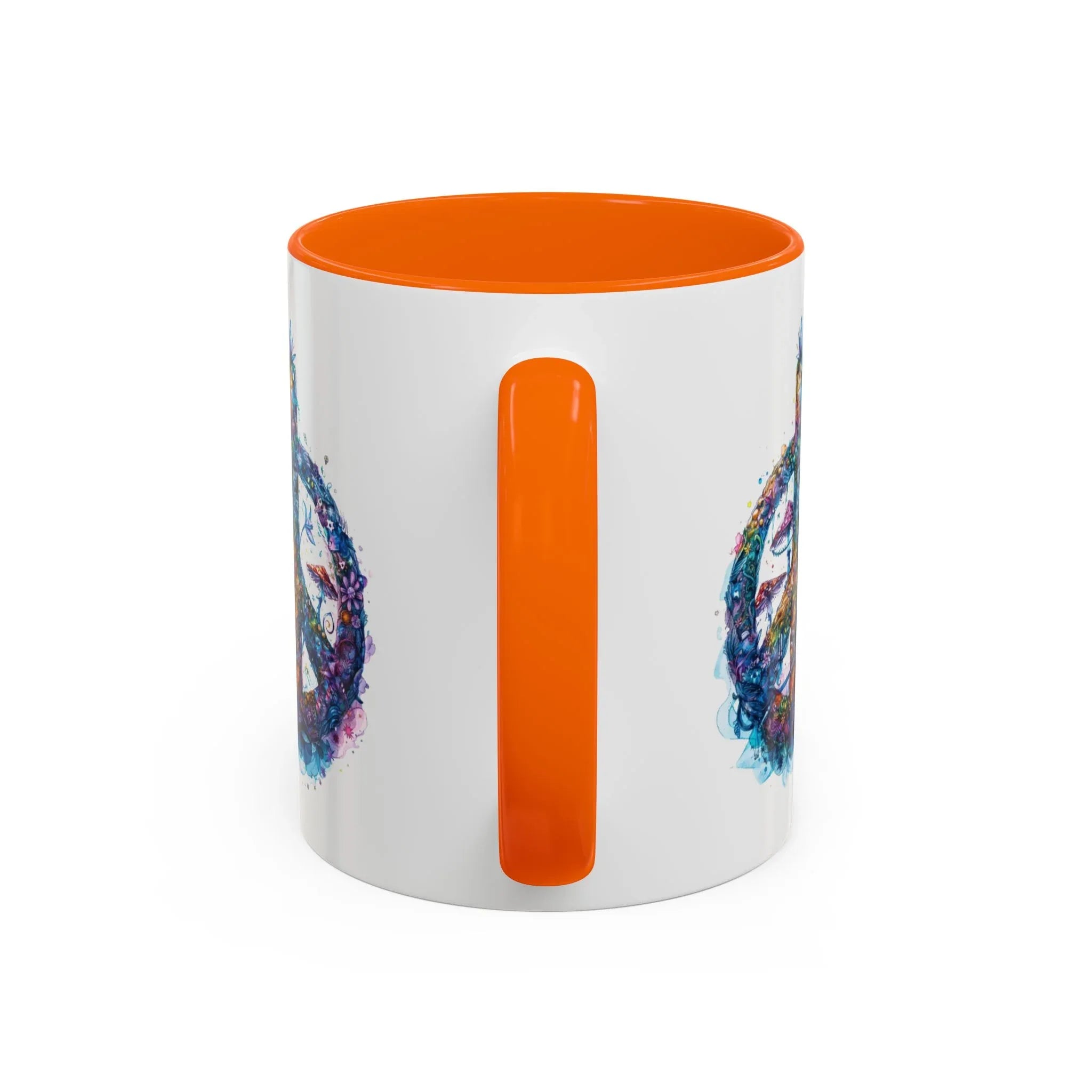 Psychedelic Mushroom Peace Sign Mug | Neon Tie-Dye Peace Script - 250 USA Celebration