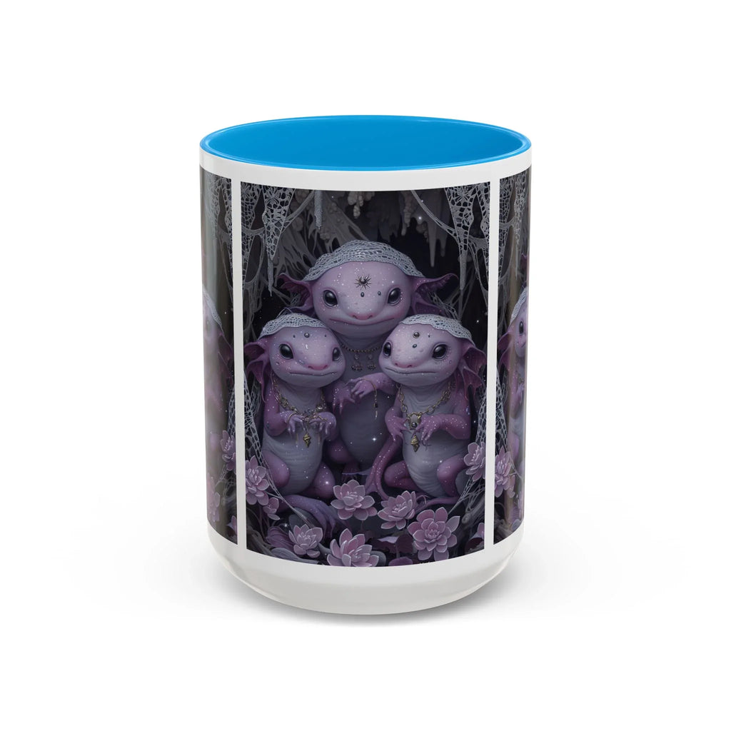Purple Axolotl Trio Mug | Cute Amphibian Art Ceramic Coffee Cup - 250 USA Celebration