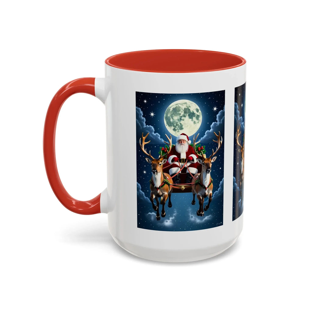 Santa Sleigh with Reindeer Coffee Mug | Christmas Moon Accent Mug - 250 USA Celebration