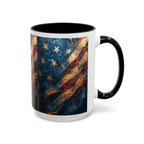 Distressed American Flag Accent Coffee Mug | 11oz 15oz - 250 USA Celebration
