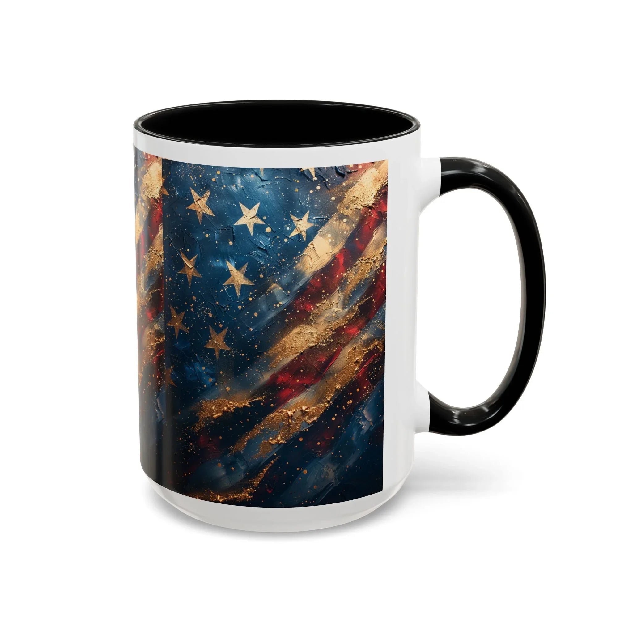 Distressed American Flag Accent Coffee Mug | 11oz 15oz - 250 USA Celebration