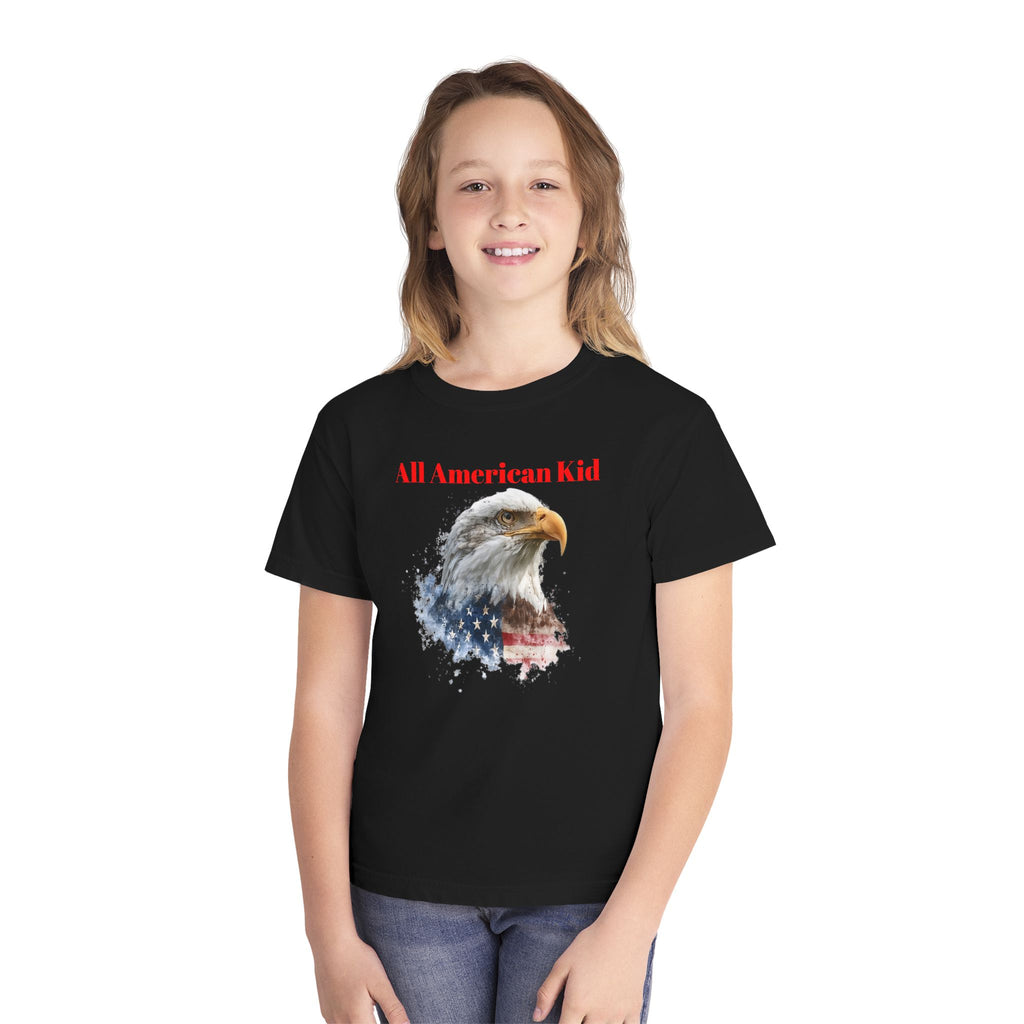 Youth T-Shirt — "All American Kid" Bald Eagle Flag Design