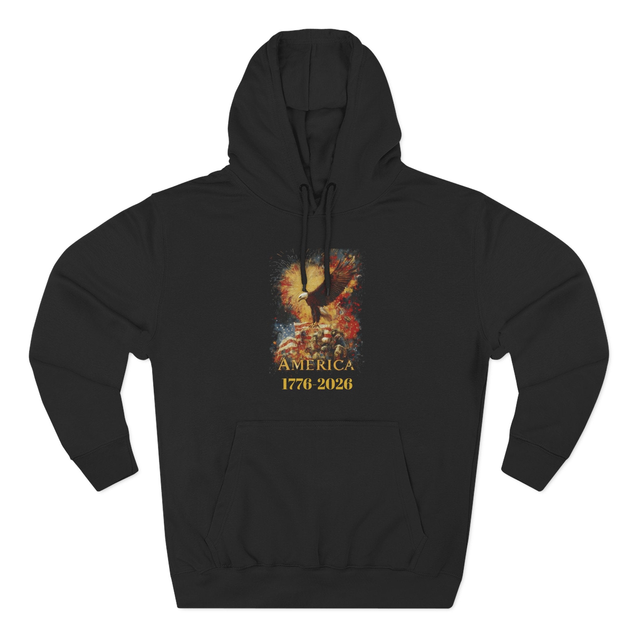 America First Fleece Hoodie — Patriotic 1776–2026