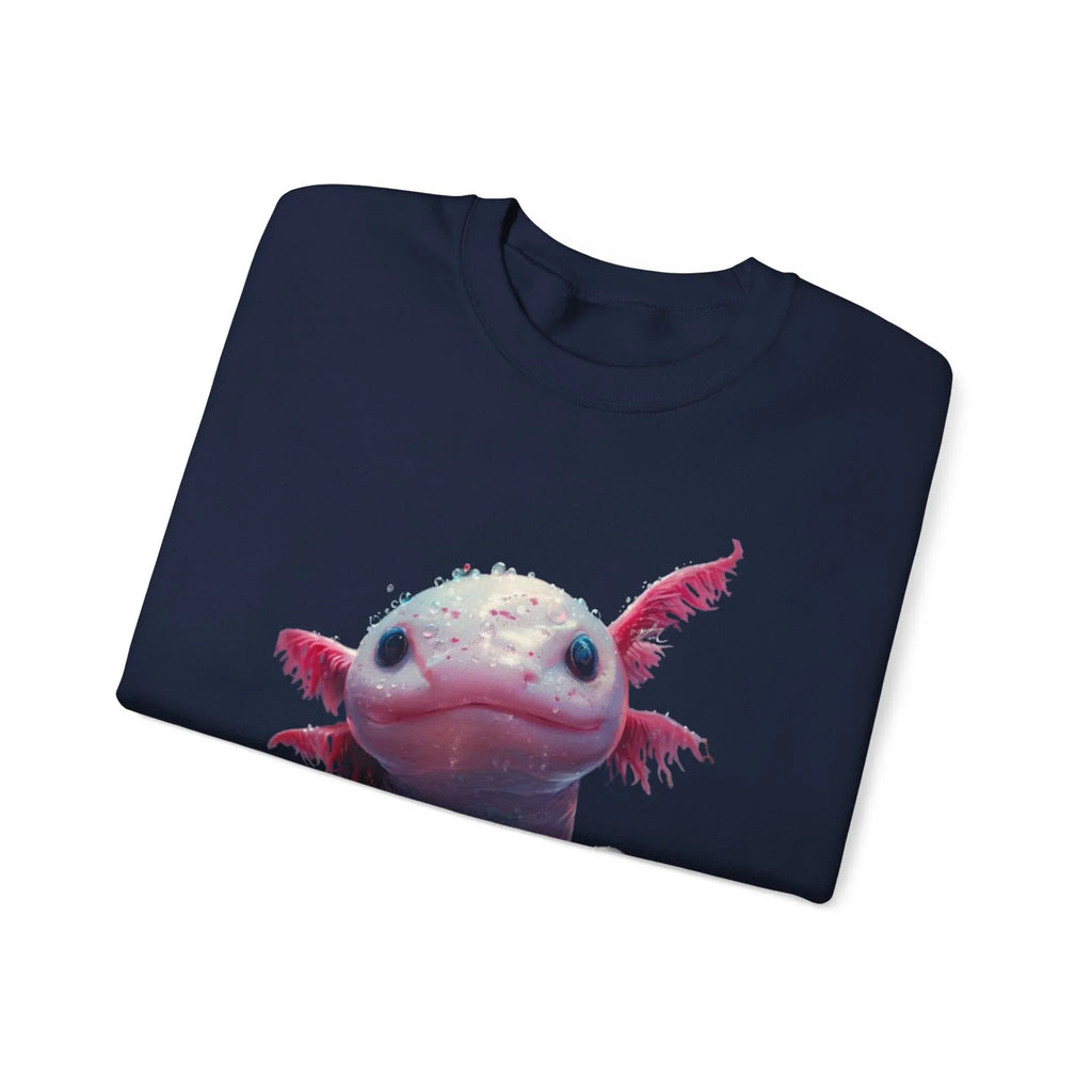 Pink Axolotl Illustration Sweatshirt | Cute Amphibian Art, Pastel Watercolor - 250 USA Celebration