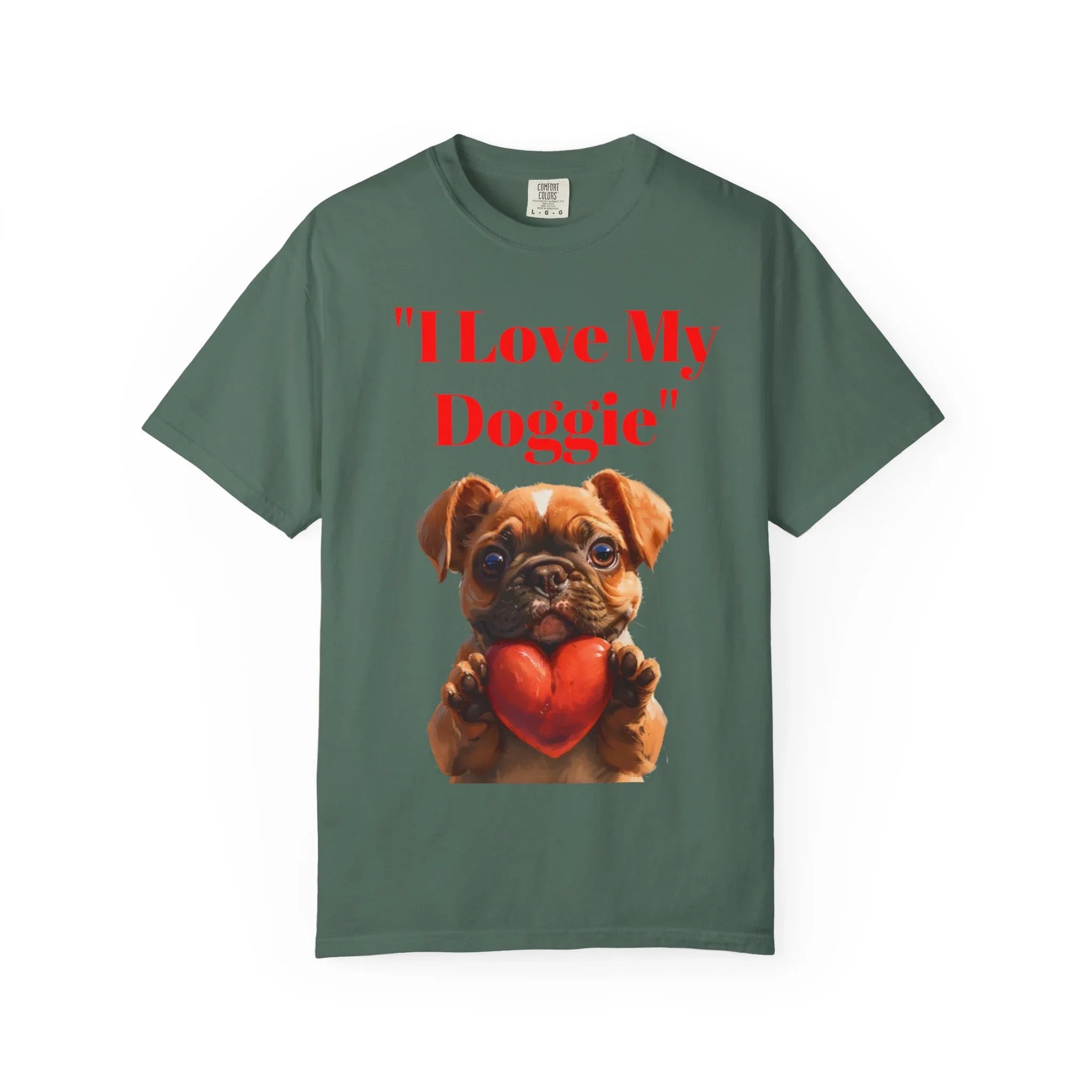 Cute French Bulldog Puppy Holding Red Heart T-shirt | Dog Lover Cartoon - 250 USA Celebration