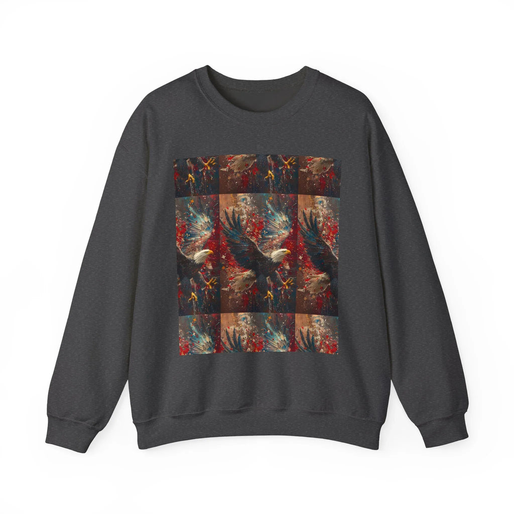 God Bless America Eagle Artwork crewneck sweatshirt | Patriotic eagle collage - 250 USA Celebration