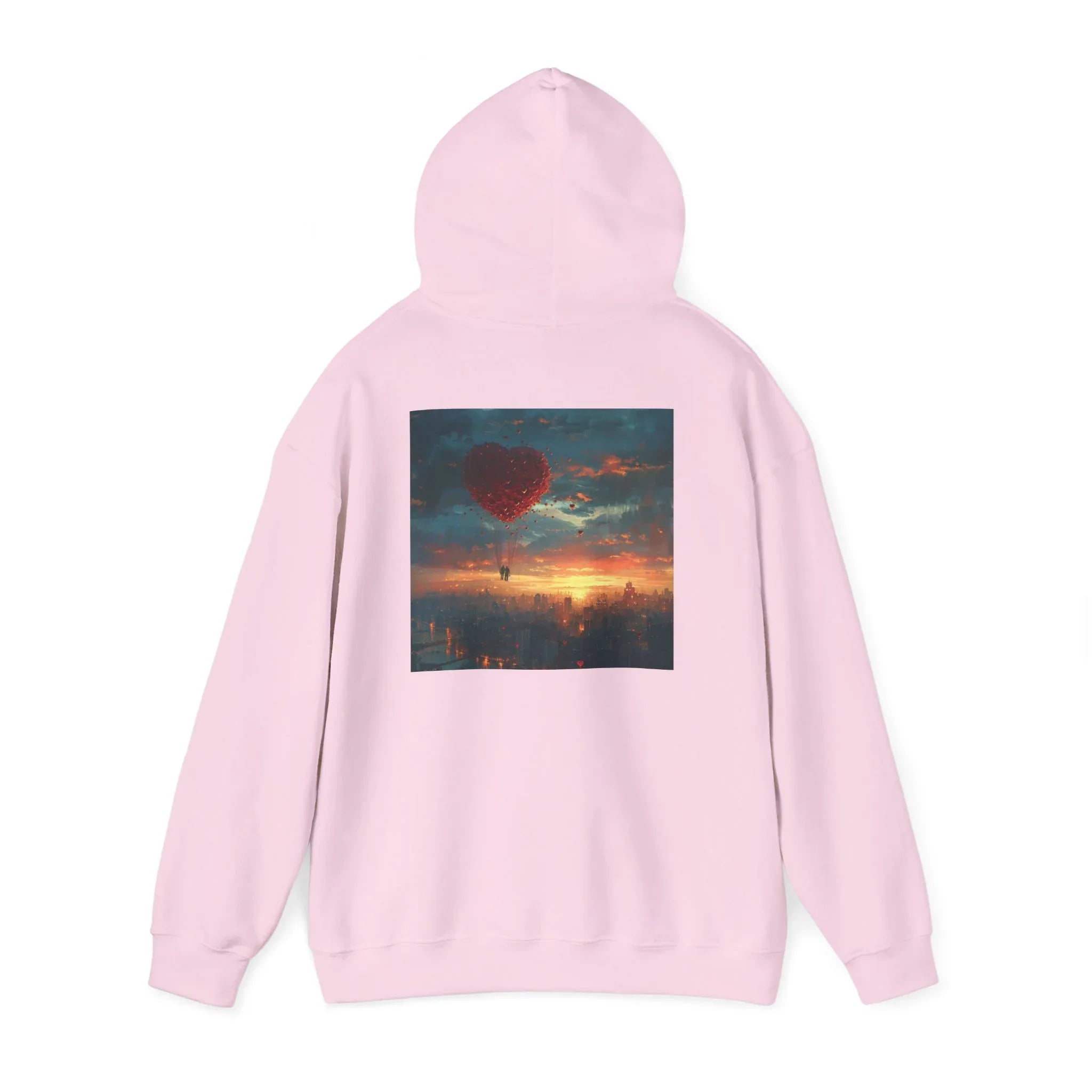 Romantic Sunset Hoodie with Hot Air Balloon, Unisex Sweatshirt for Valentines Day, Valentine's Day T-Shirts, Personalized Valentine's Gifts - 250 USA Celebration