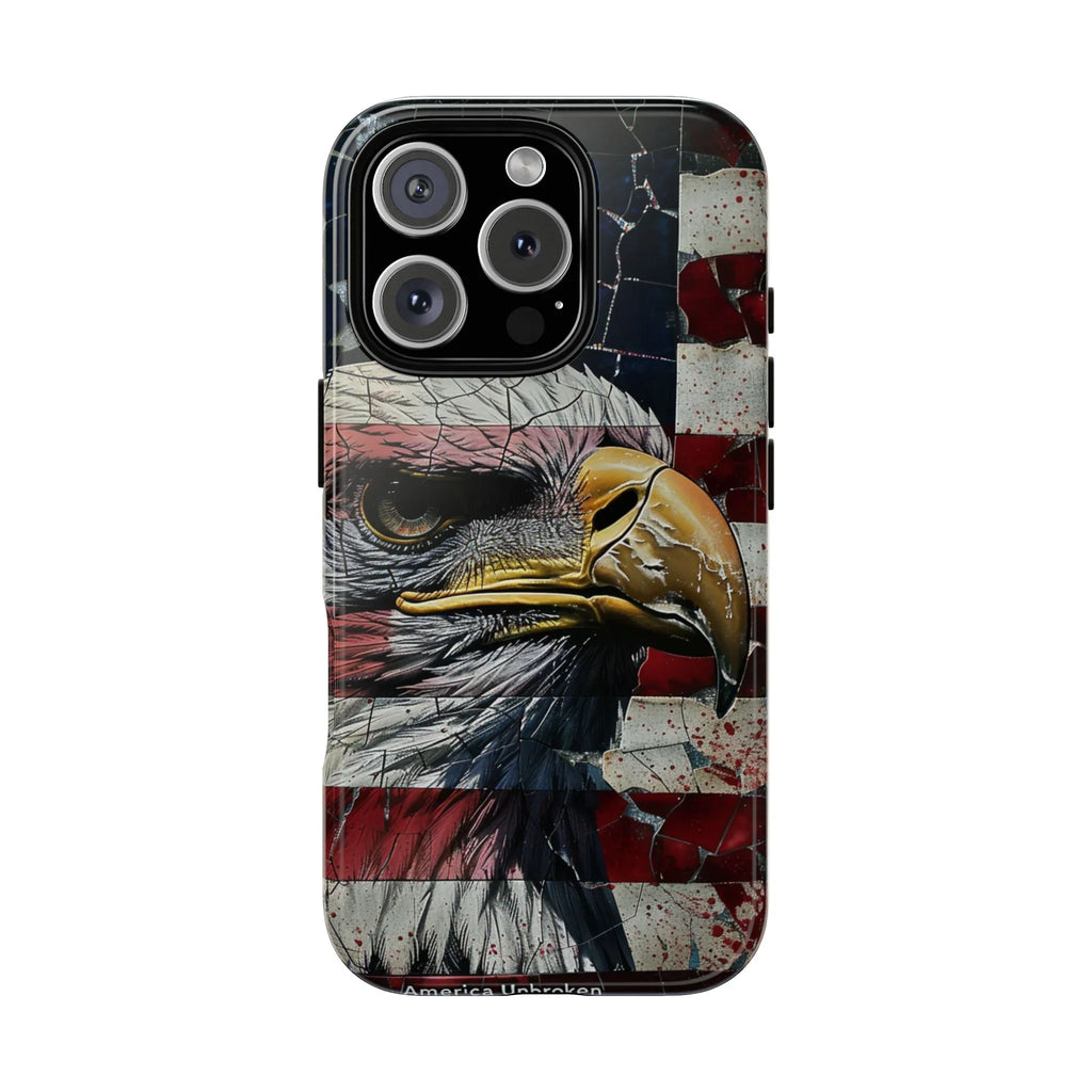 American Flag Bald Eagle phone case | Patriotic iPhone cover, cracked vintage flag design - 250 USA Celebration