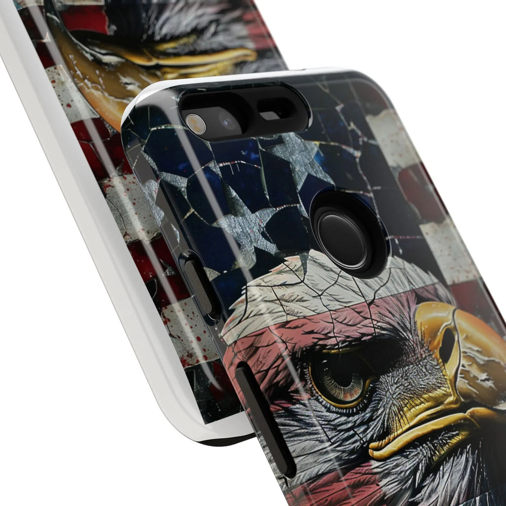 American Flag Bald Eagle phone case | Patriotic iPhone cover, cracked vintage flag design - 250 USA Celebration