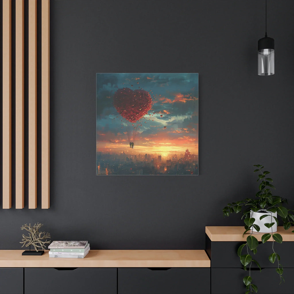 Romantic Canvas Wall Art, Love, Heart Balloon Art, Gift for Couples, Valentines Wall Decor, Valentine's Day Women's Merchandise, Valentines - 250 USA Celebration
